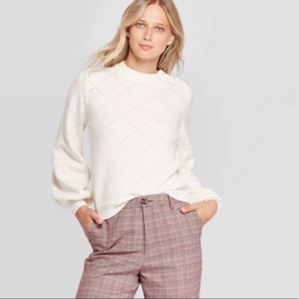 Who What Wear Pearl Detail Sweater